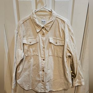 Kensie corduroy shacket in cream EUC women's XL